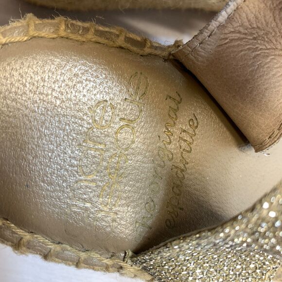 Andre Assous Espadrille Wedge Sandal Women's Size 9 SIlver Slip On Glitter - Picture 8 of 9